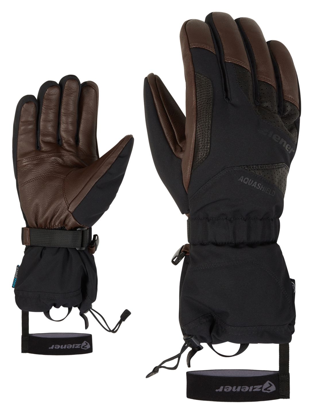 Ziener, Gaiku AS® AW gants de ski hommes Black Dark Brown brun, noir 