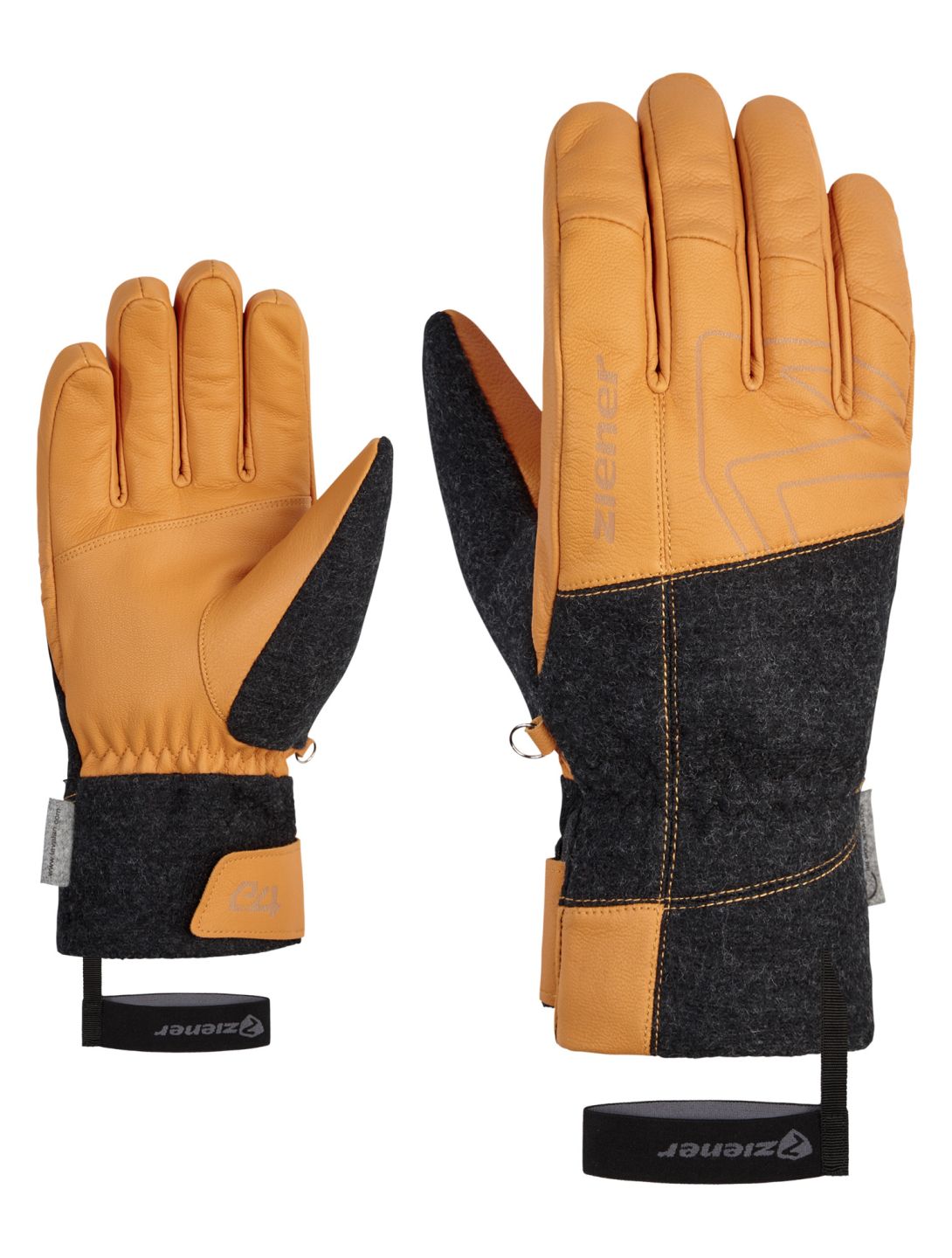 Ziener, Ganghofer AW gants de ski hommes Tan brun, noir 