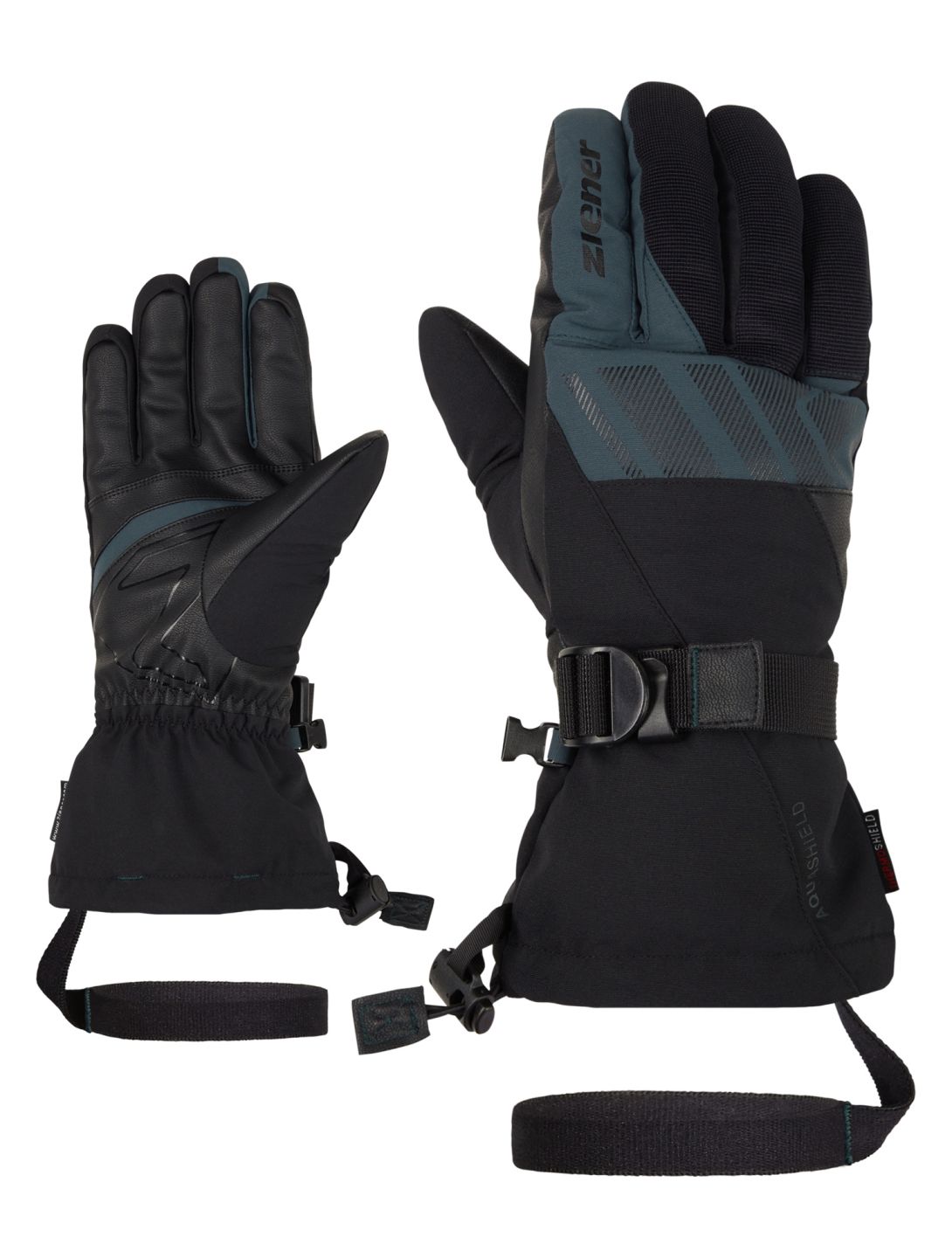 Ziener, Ghalion AS® gants de ski hommes Black Dark Jungle noir, vert 