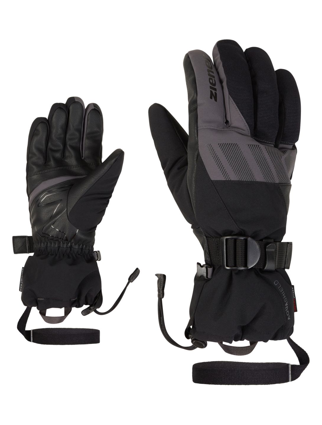 Ziener, Ghalion AS® gants de ski hommes Black Magnet gris, noir 