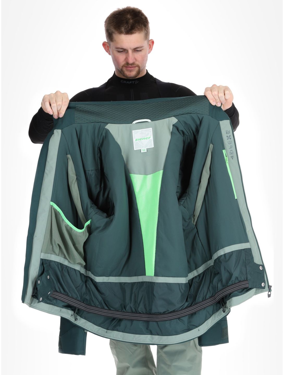 Ziener, Tarago veste de ski hommes Green Mud vert 