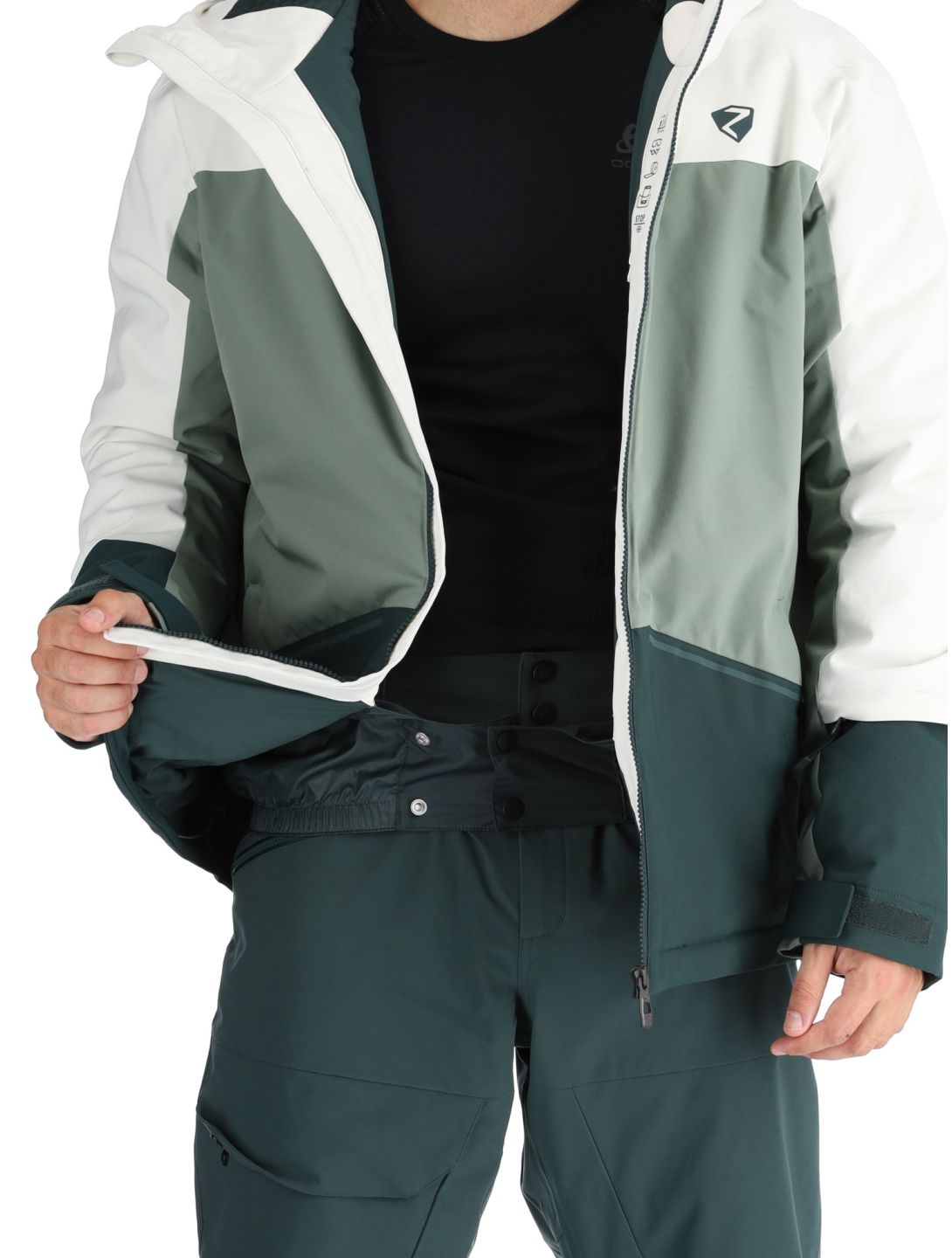 Ziener, Timbarra veste de ski hommes Dark Jungle blanc, vert 