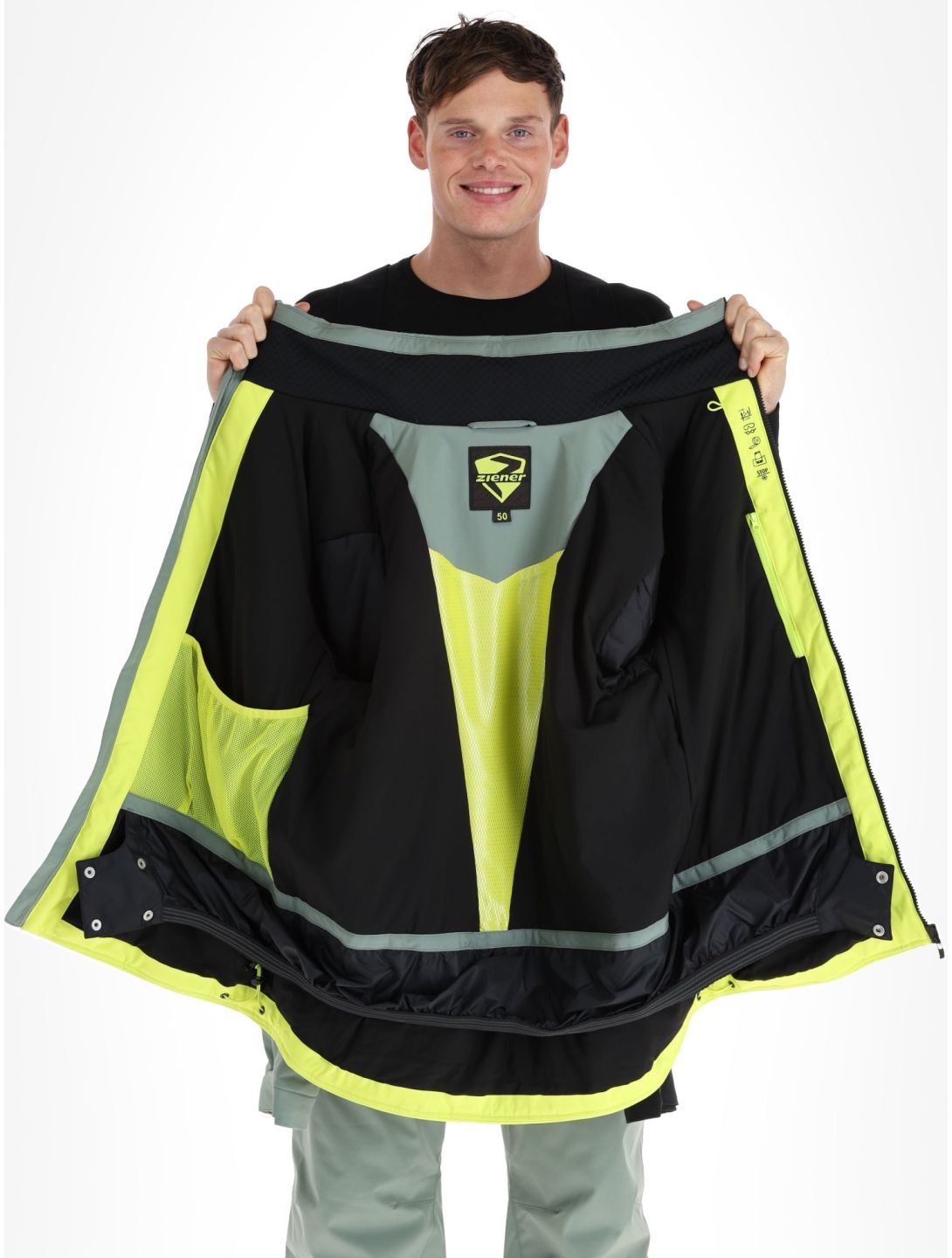 Ziener, Timpa veste de ski hommes Bitter Lemon jaune, noir, vert 