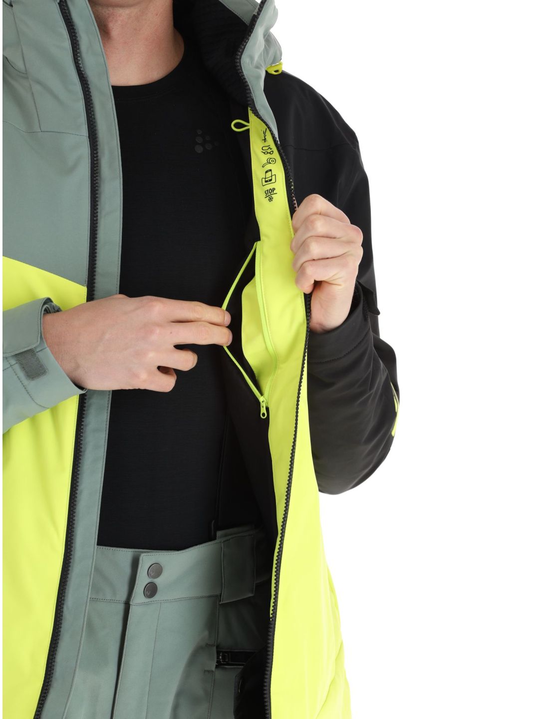 Ziener, Timpa veste de ski hommes Bitter Lemon jaune, noir, vert 