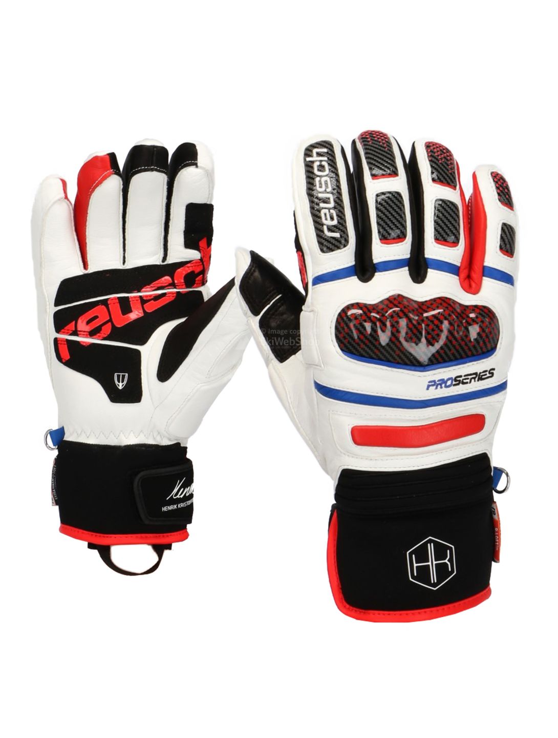 Reusch, gants de ski blanc, noir, rouge 