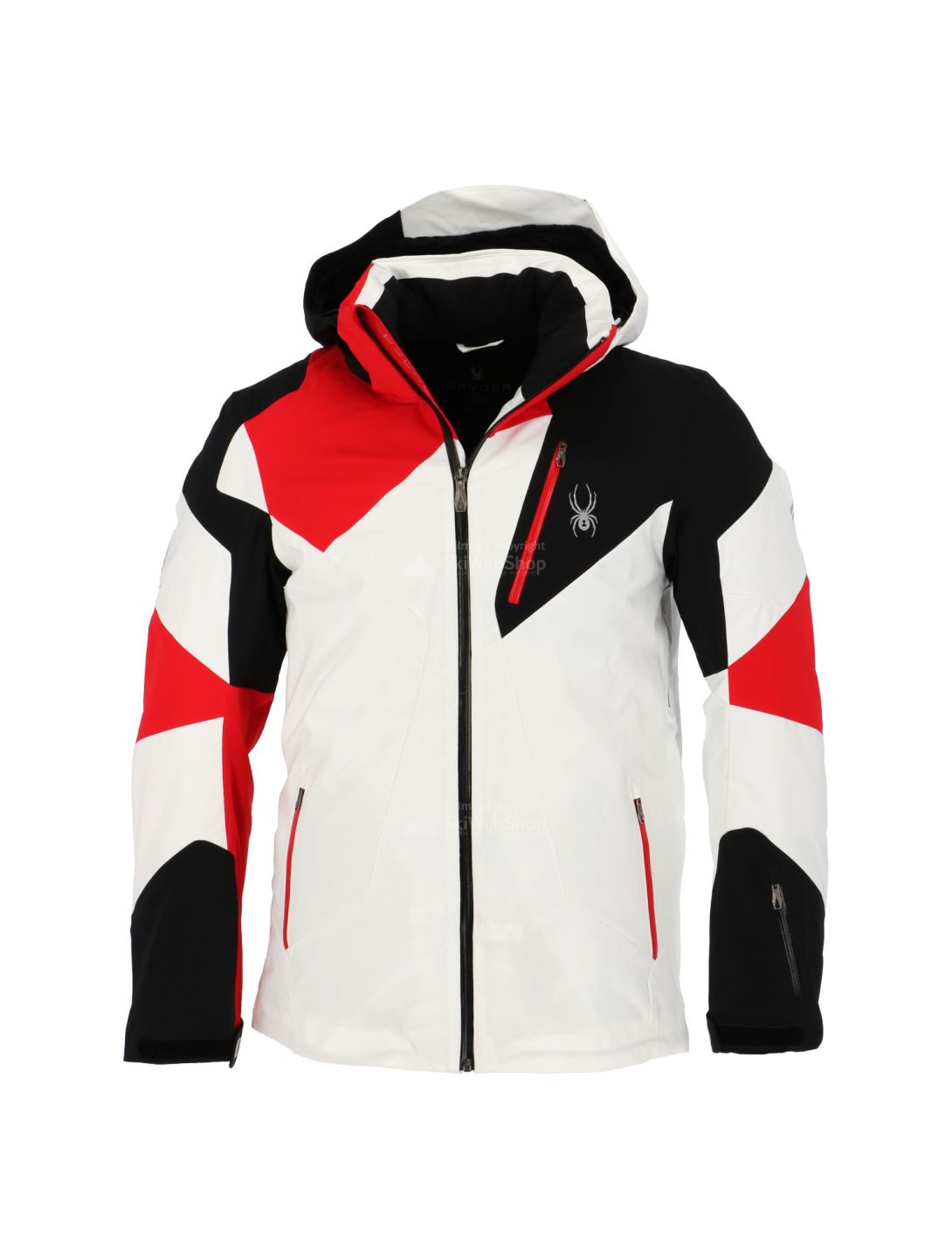 Spyder, veste de ski blanc, noir, rouge 