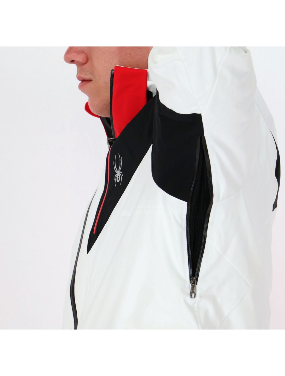 Spyder, veste de ski blanc, noir, rouge 