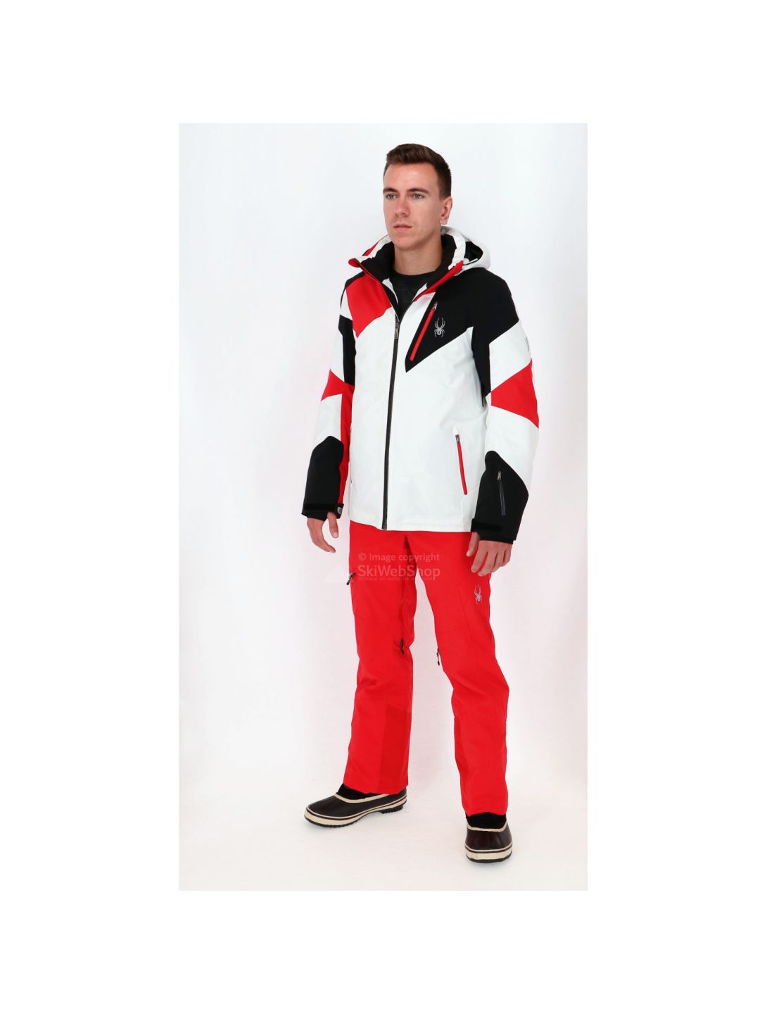 Spyder, veste de ski blanc, noir, rouge 