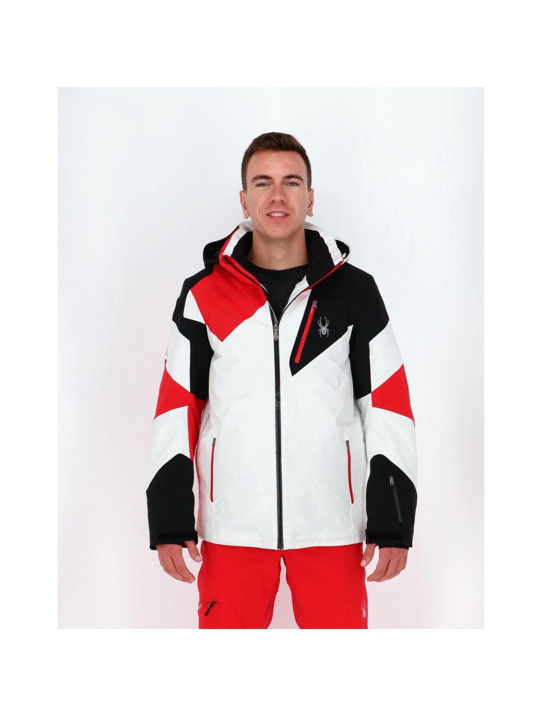 Spyder, veste de ski blanc, noir, rouge 