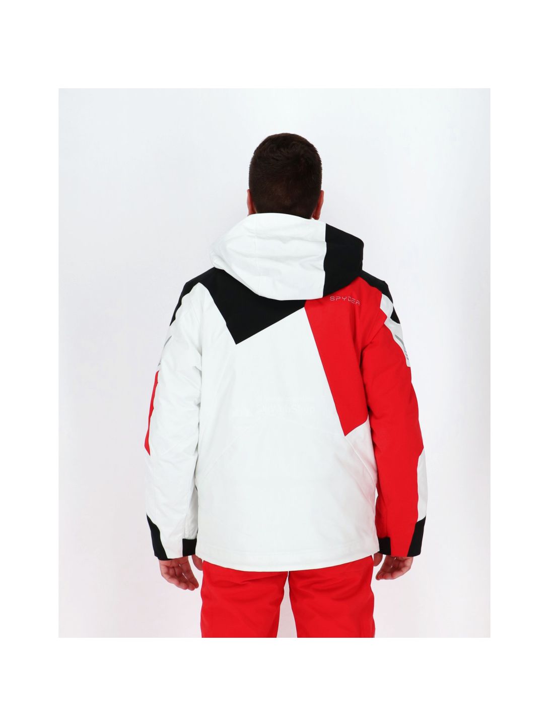 Spyder, veste de ski blanc, noir, rouge 