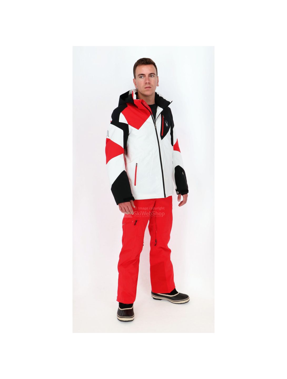 Spyder, veste de ski blanc, noir, rouge 