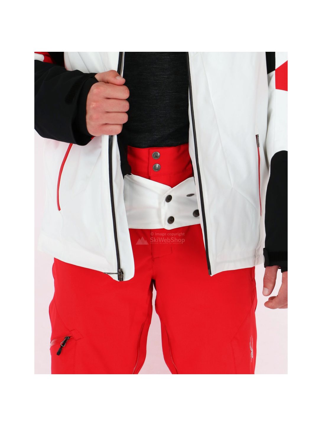 Spyder, veste de ski blanc, noir, rouge 