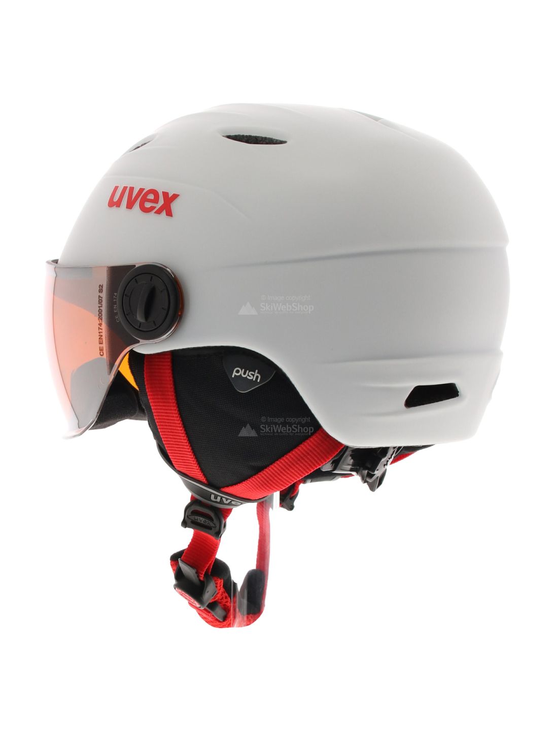 Uvex, Junior visor pro, ski helmet with visor, kids, white