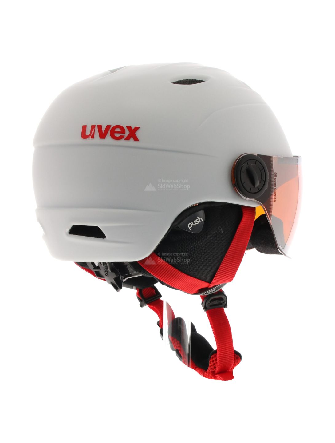 Uvex, Junior visor pro, ski helmet with visor, kids, white