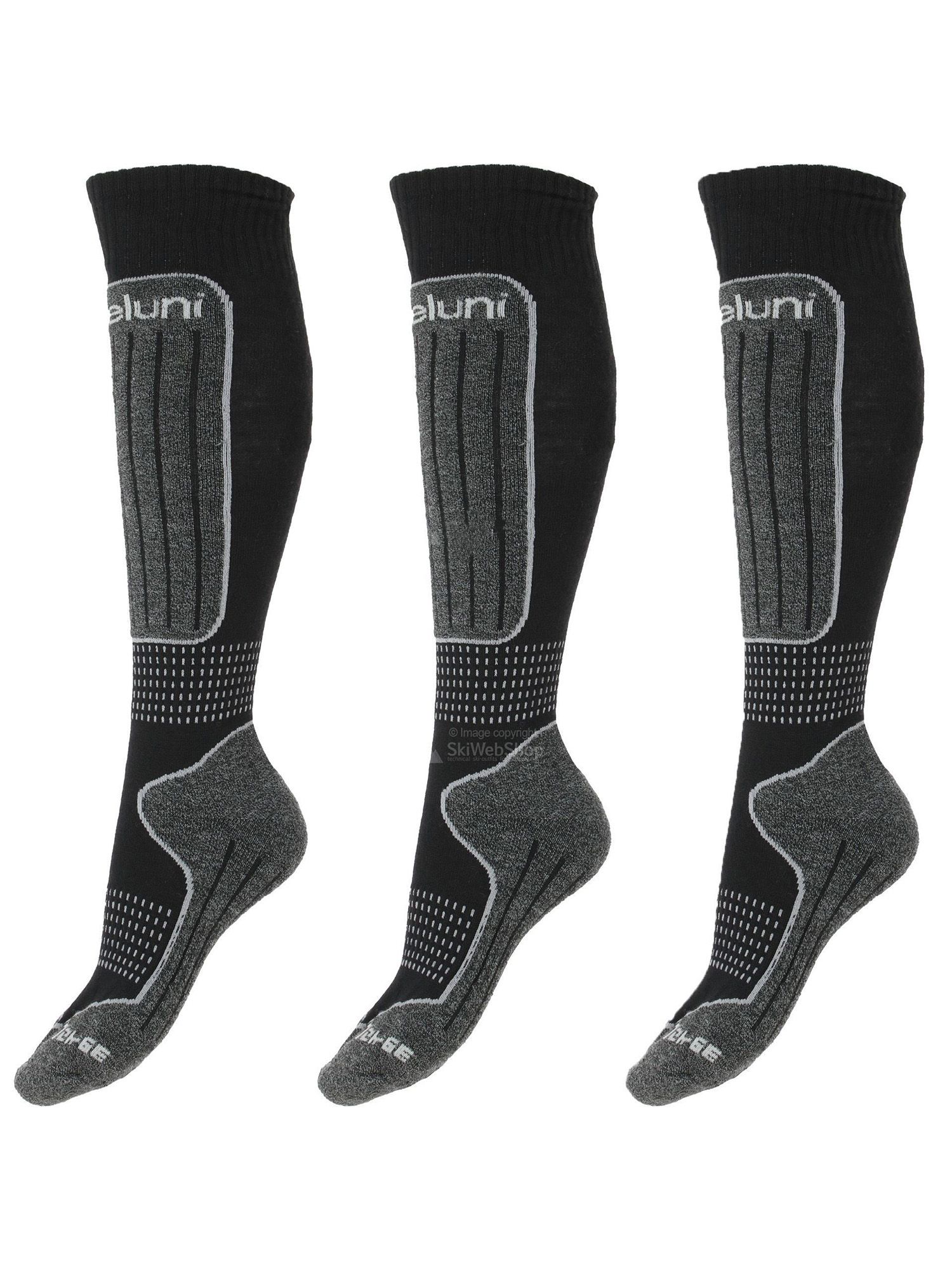 Deluni, Luca chaussettes de ski enfants Black With Grey Lines gris