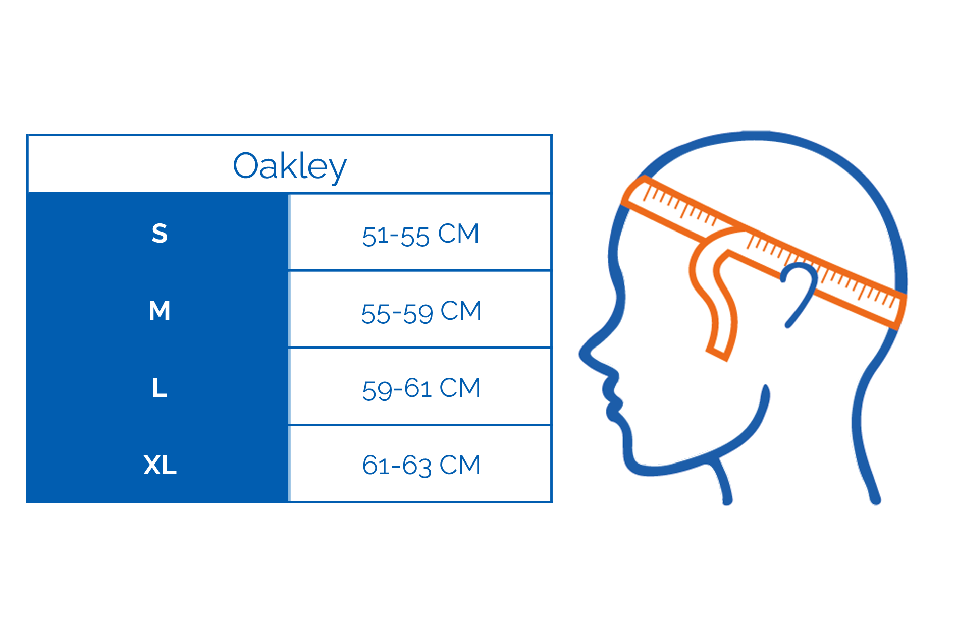 Tableau des tailles du casque de ski Oakley